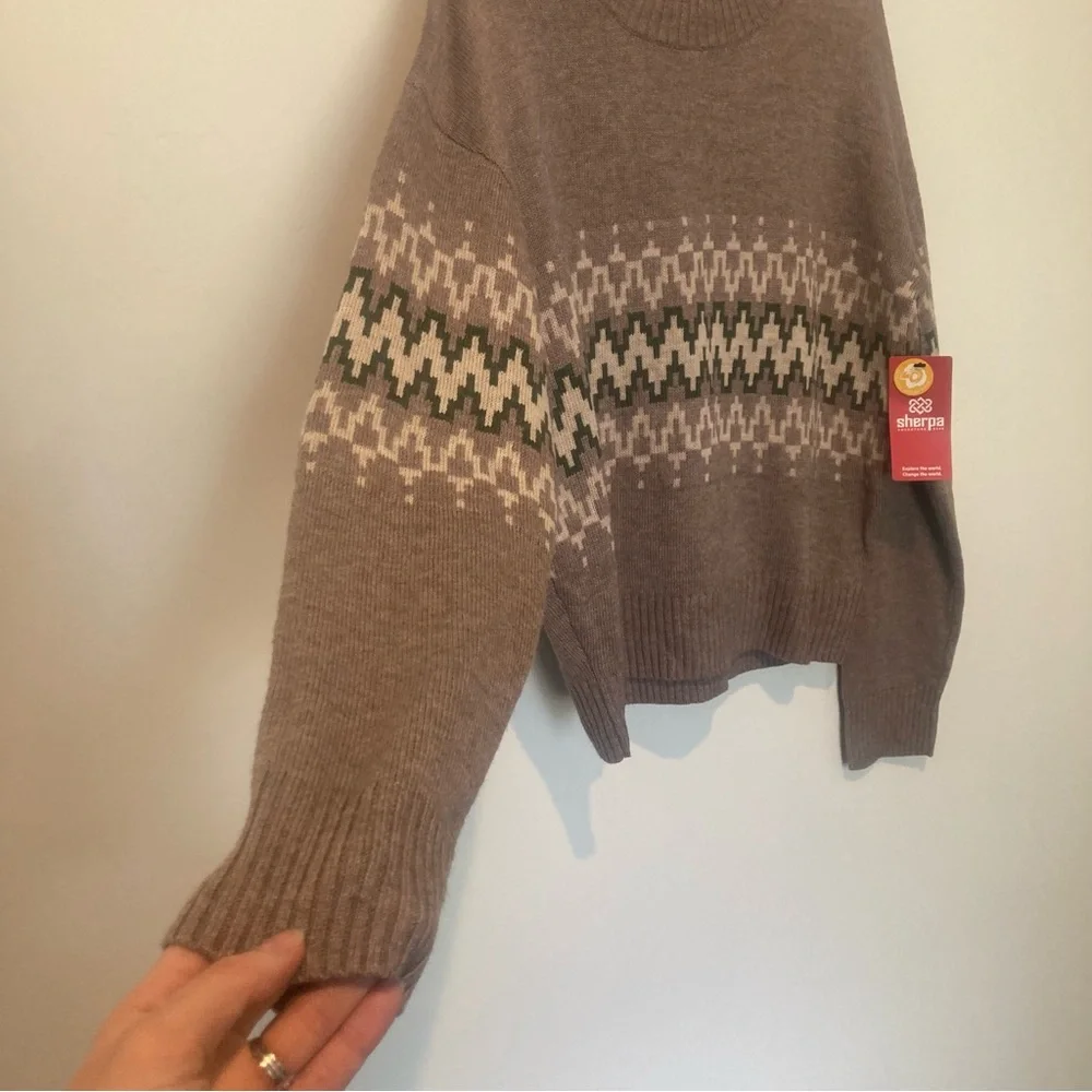 New Sherpa Adventure Gear Devaki Crew Men's Sweater Fair Isle Merino Wool Size S